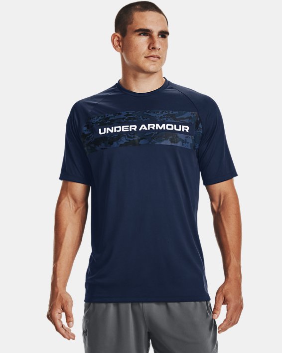 Men's UA Tech™ 2.0 Boxed Camo Short Sleeve, Navy, pdpMainDesktop image number 0